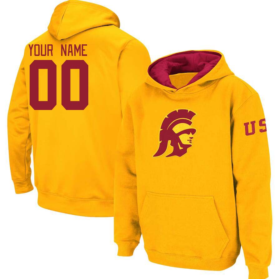 Custom USC Trojans Name And Number College Hoodie-Gold